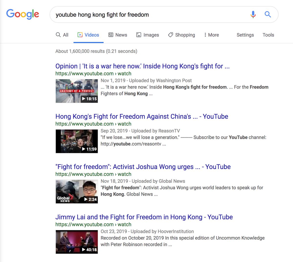 No in Google, not even with your name. The Tweet shows up. Not the video. Yes in
