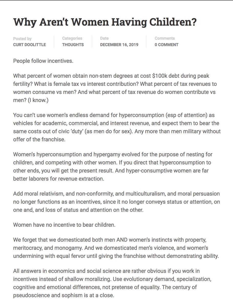 WHY AREN’T WOMEN HAVING CHILDREN? Humans follow incentives. @realDonalTrump @Ste