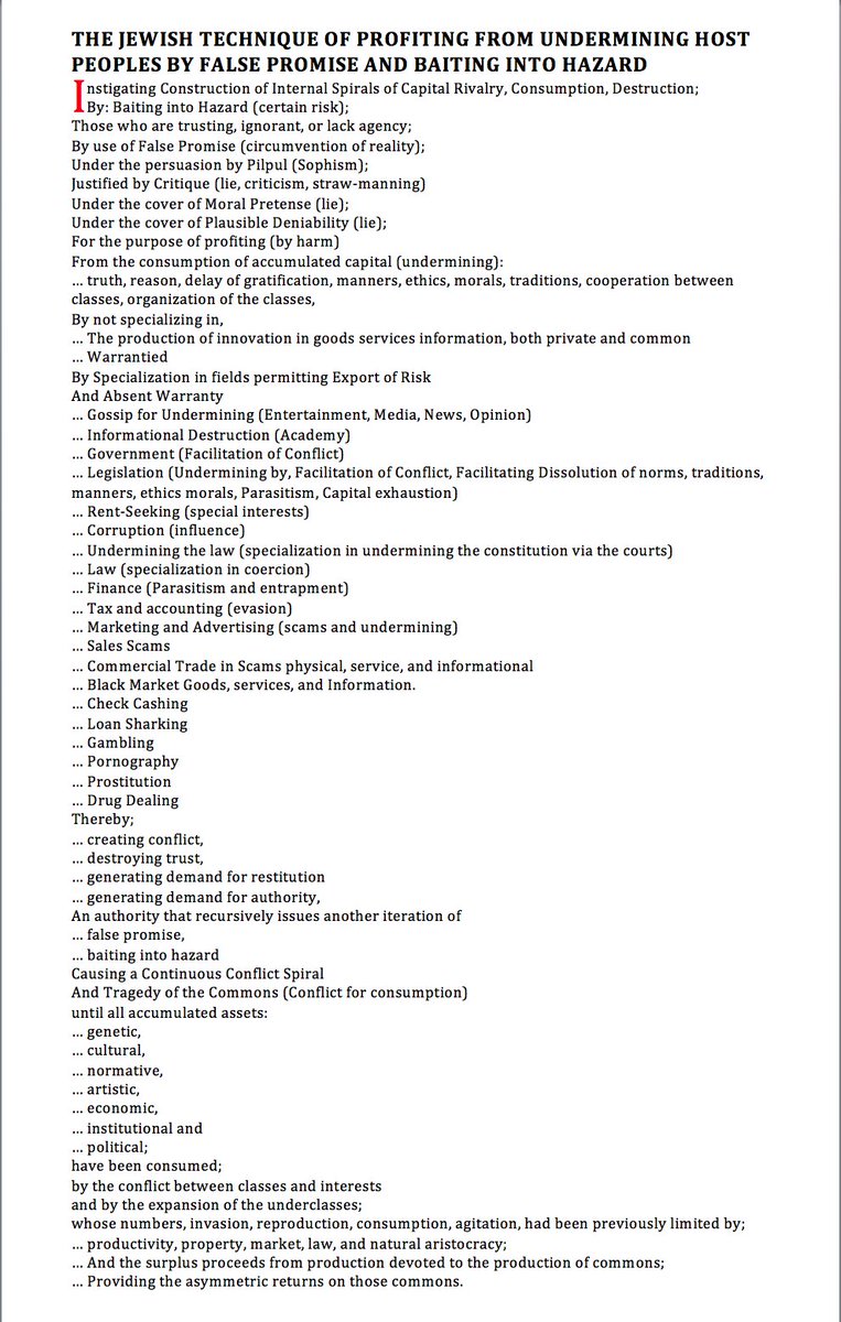 1) The Jewish Method of Parasitic Predation upon higher trust peoples