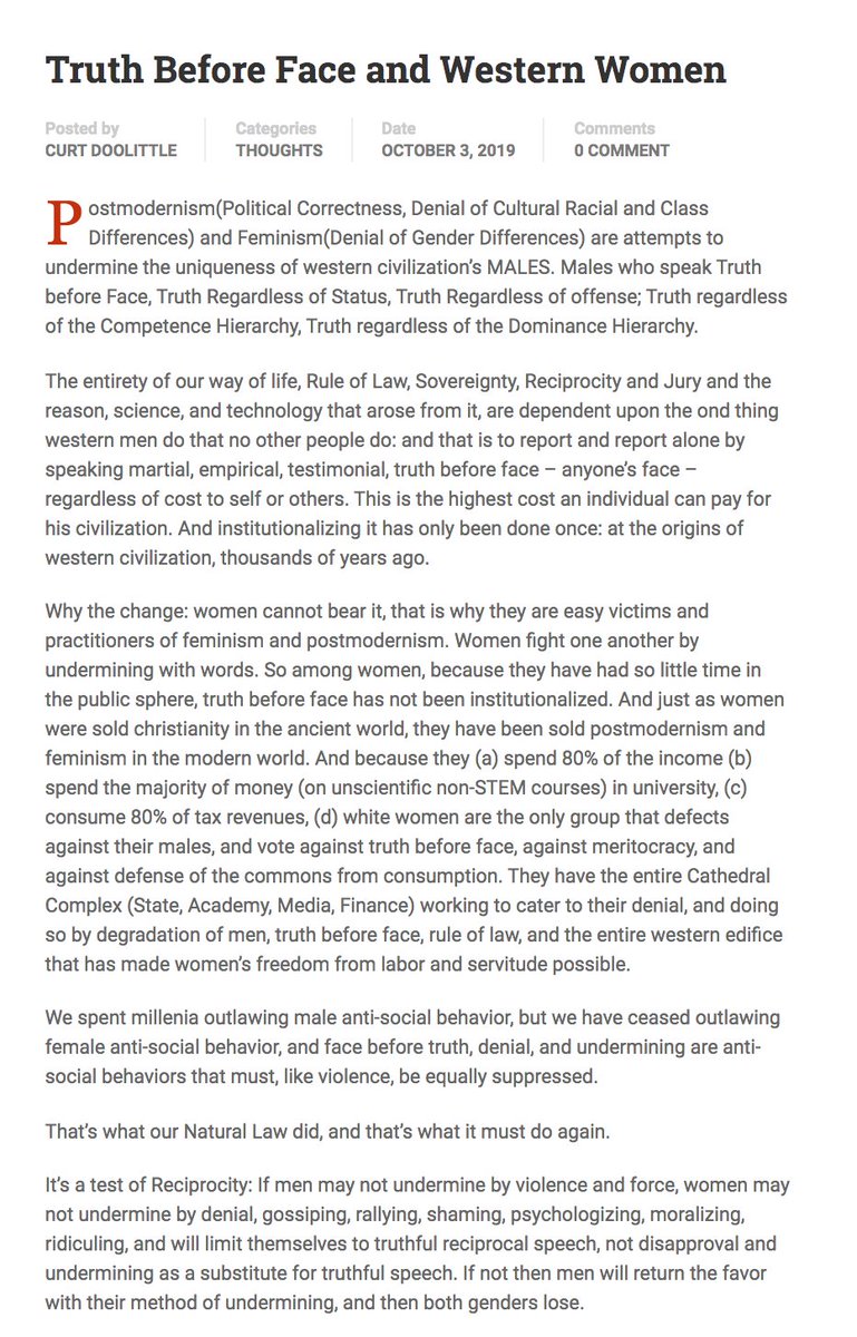 WESTERN TRUTH BEFORE FACE and how women and jews cannot tolerate truth. Which is