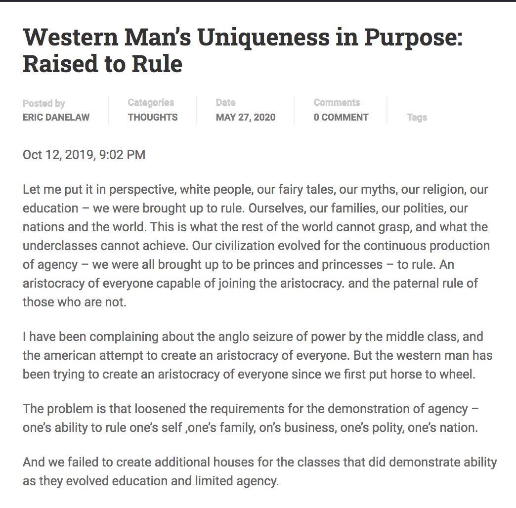 WE WERE RAISED TO RULE. OTHERS TO OBEY. OTHERS TO PARASITISM. OTHERS TO UNDERMIN