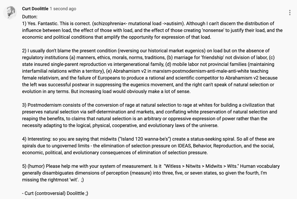 Comment on Dutton’s genetic load video