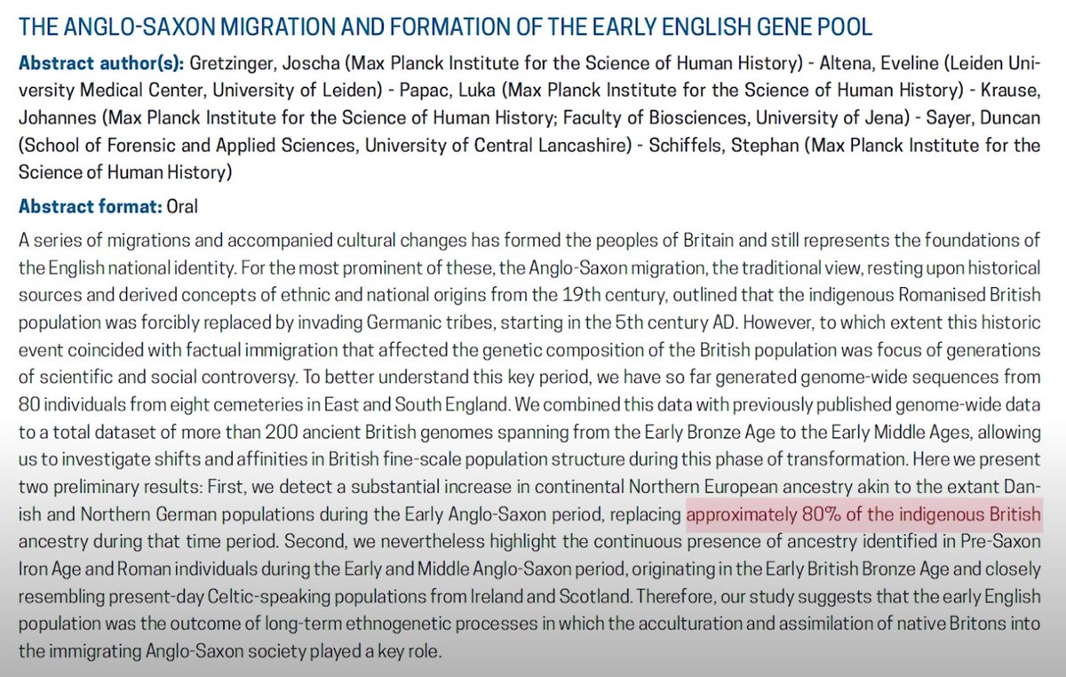 Yeah. That makes more sense. 80% replacement by anglo saxons