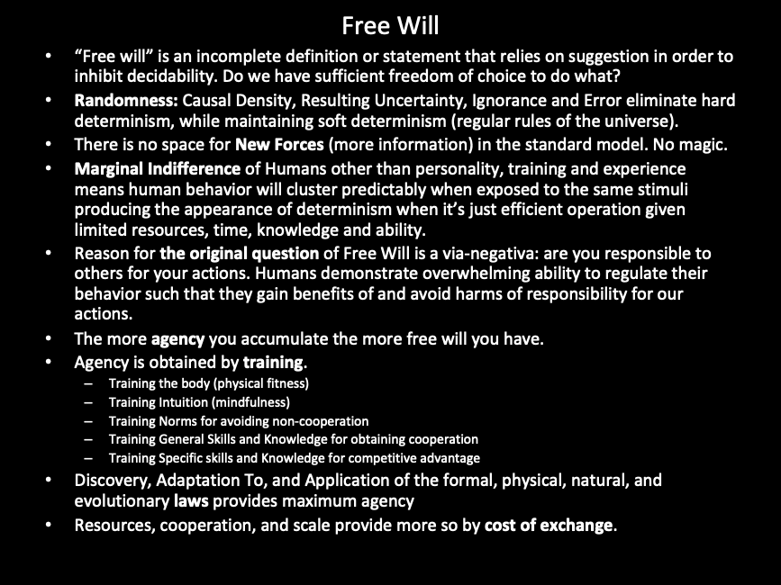 Feedback. Quick Slide on Free Will. thx