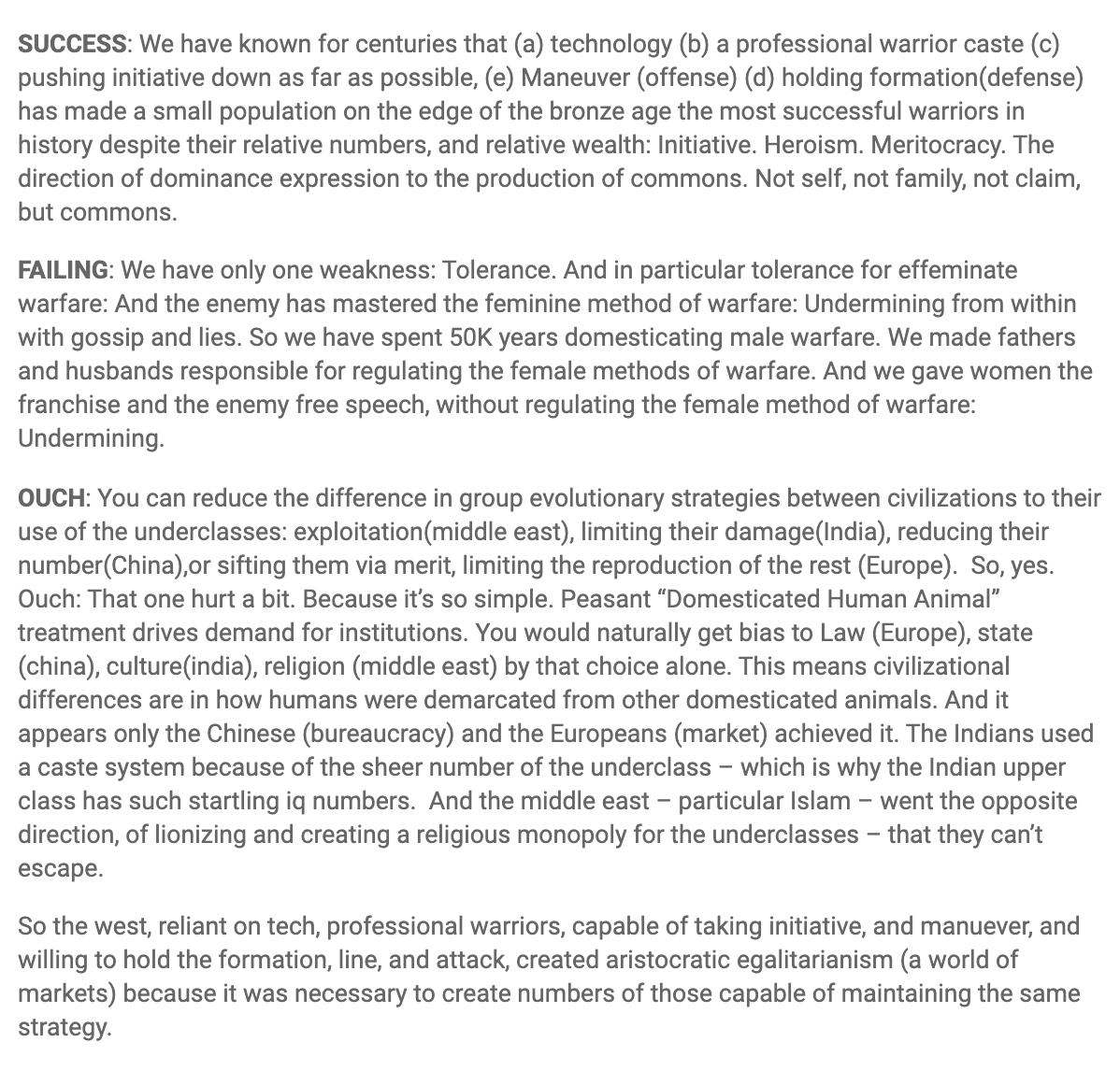 RT @curtdoolittle: The West: SUCCESS, FAILING, AND “OUCH”