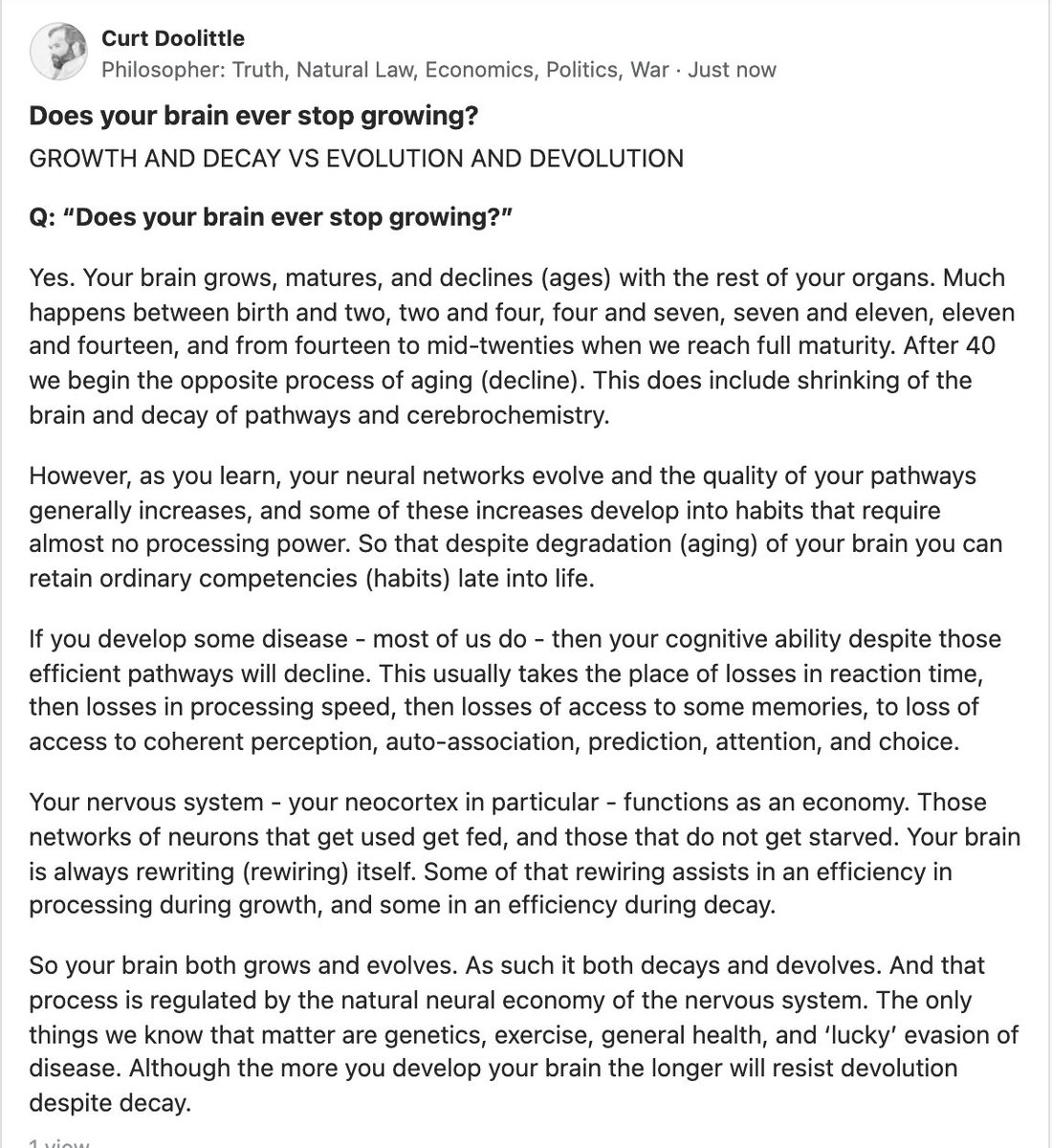 The Lifecycle of Your Brain
