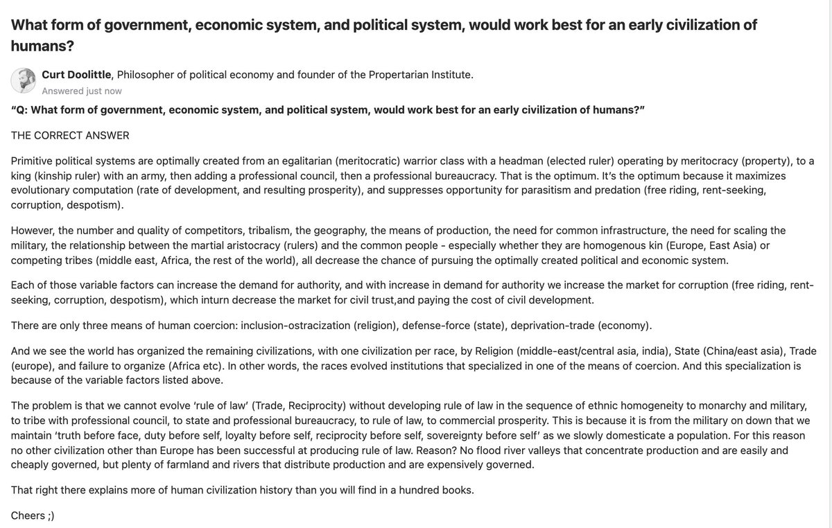 The Best Form Of Early Government? Well, it’s a sequence of development. But jus
