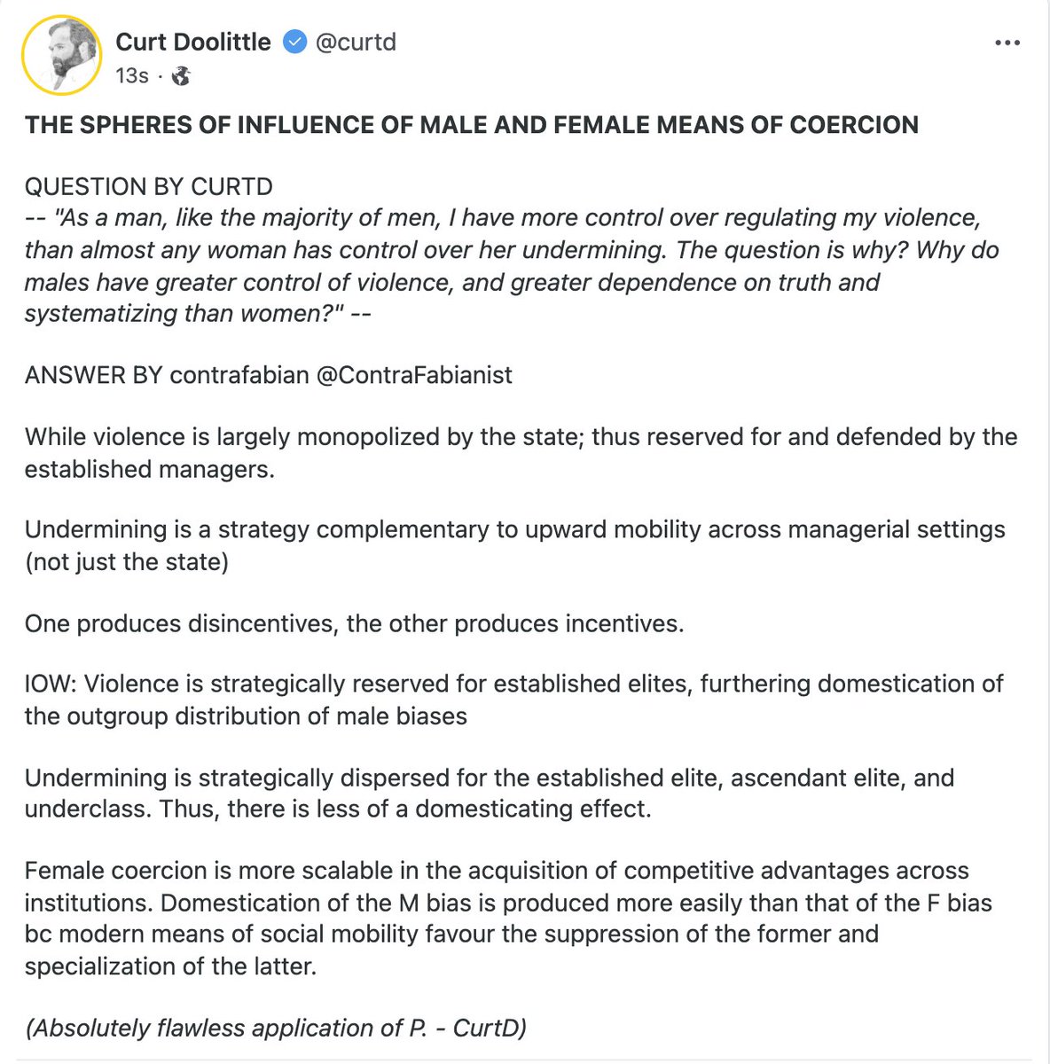 THE SPHERES OF INFLUENCE OF MALE AND FEMALE MEANS OF COERCION (Flawless expositi