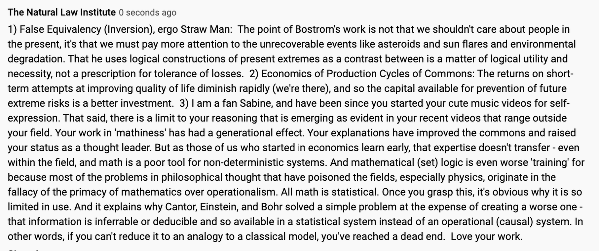 PUSHING BACK GENTLY ON SABINE HOSSENFELDER’S SKEPTICISM RE: “Longtermists.” cc:
