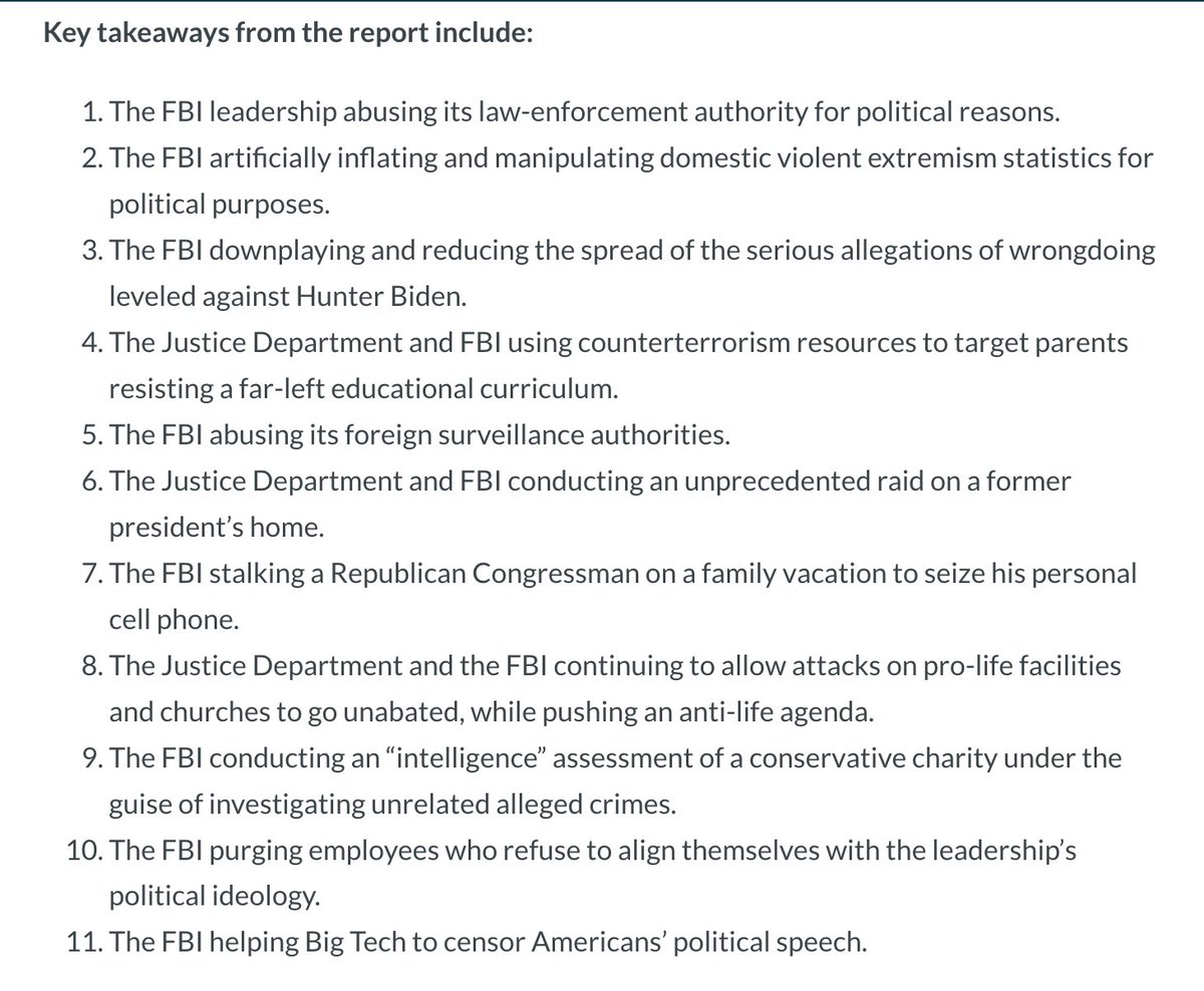 Well, House Report on the FBI says we have to clean house