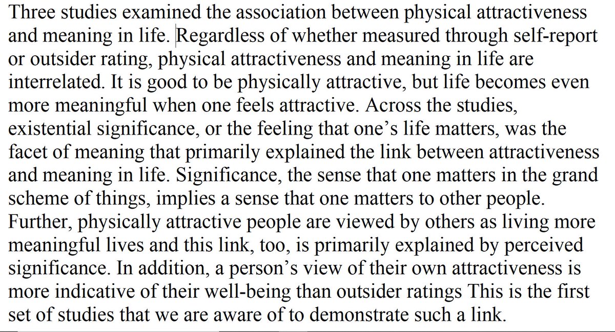 RT @DegenRolf: Good-looking people report higher meaning in life