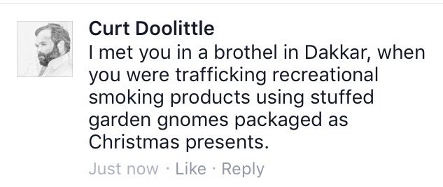 Sarcasm from the past. When asked if I remembered someone. I’m afraid to rely on