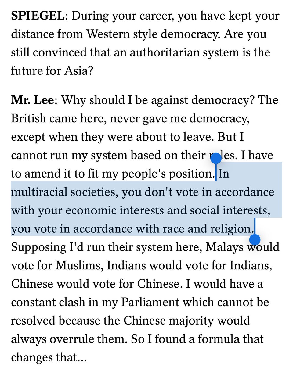 RT @zarathustra5150: @curtdoolittle Lee Kuan Yew. 2005