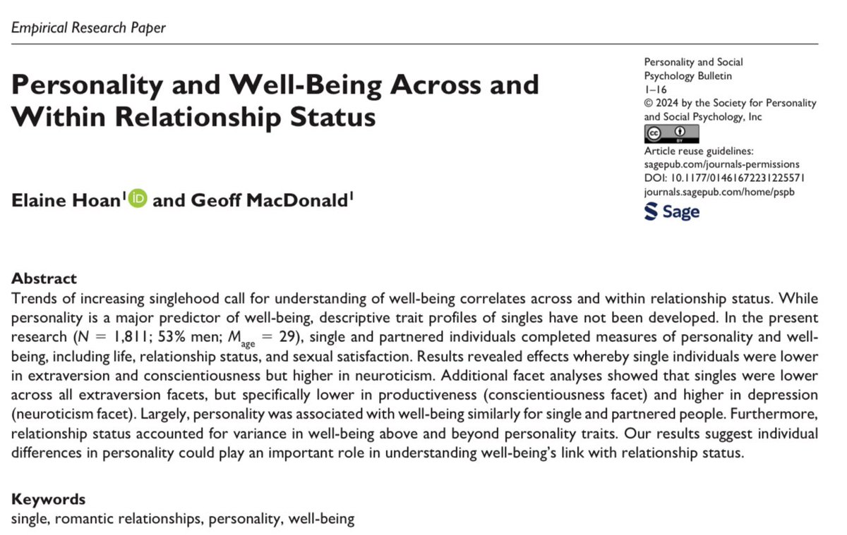 RT @datepsych: Singles – lower in extraversion and conscientiousness, higher in