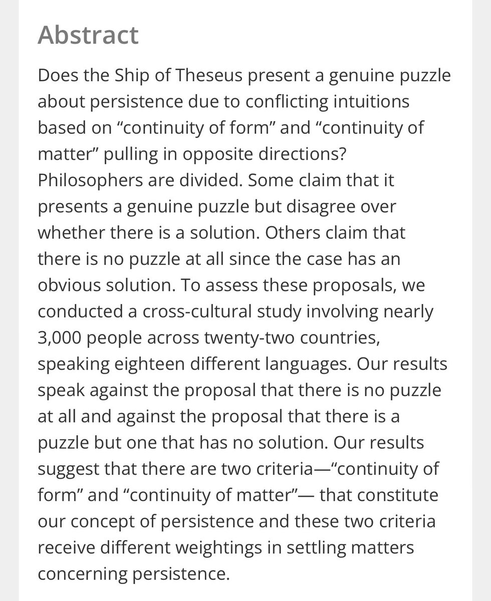 RT @xphilosopher: Study on intuitions about the Ship of Theseus