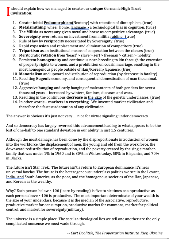 How did we create our unique germanic high trust society? (hard work, natural se