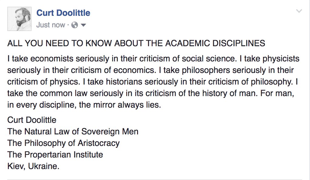 In Academic Disciplines, The Mirror Always Lies