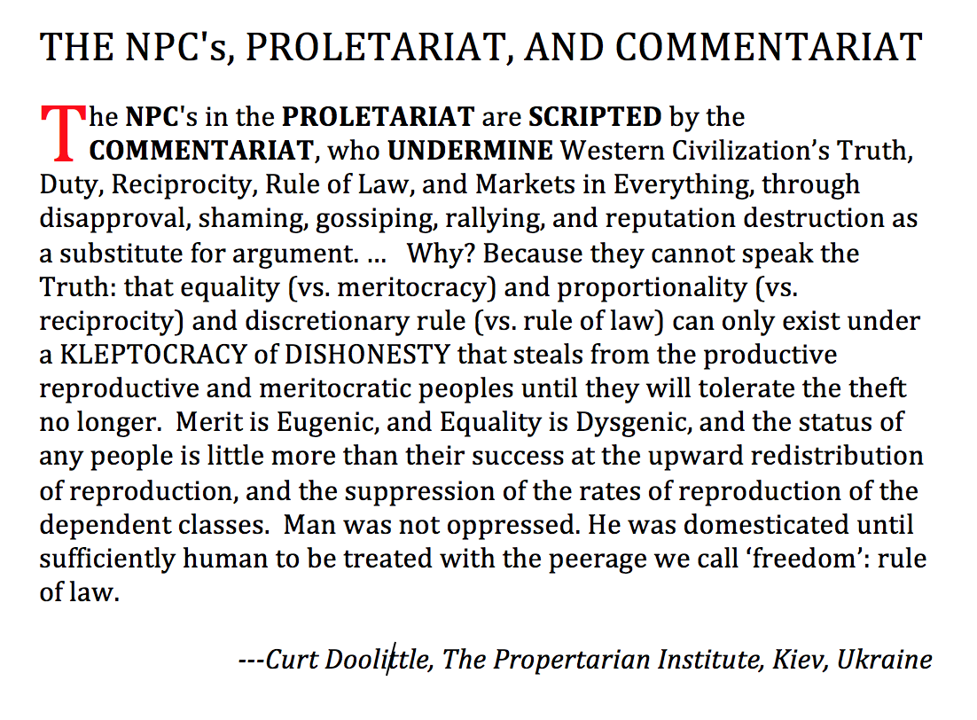 SEDITION: “THE NPCs PROLETARIAT AND COMMENTARIAT”