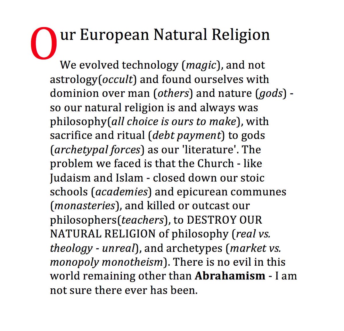 Our European Natural Religion