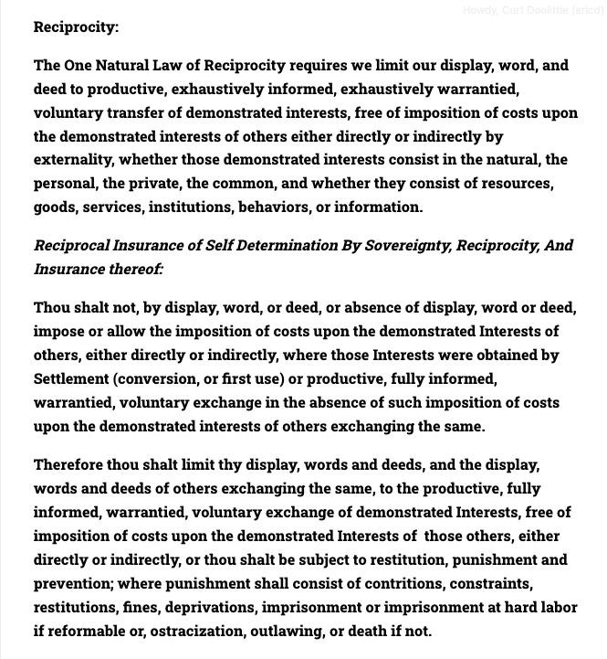 SO CURT DOOLITTLE, WHAT IS THIS NATURAL LAW? It’s