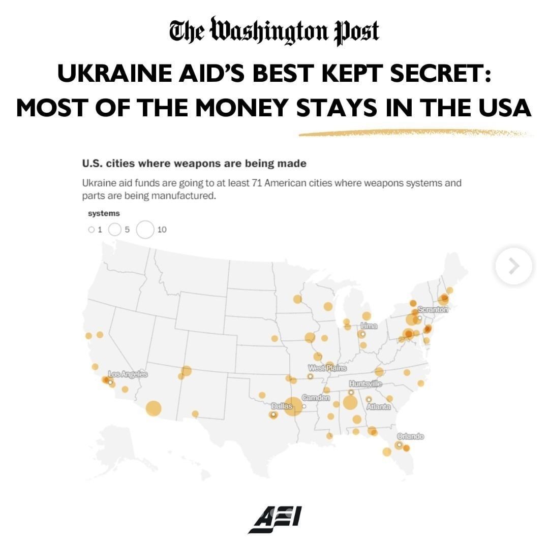 RT @ChakhoyanAndrew: Most of the “Ukraine aid dollars” are spent in America 🇺🇸