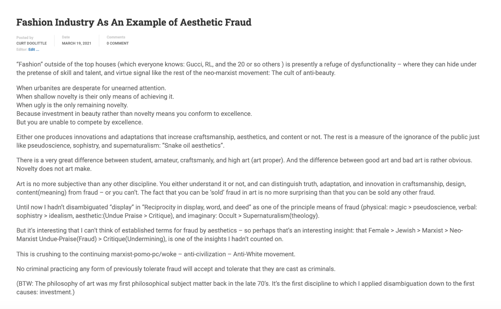 FASHION INDUSTRY AS AN EXAMPLE OF AESTHETIC FRAUD