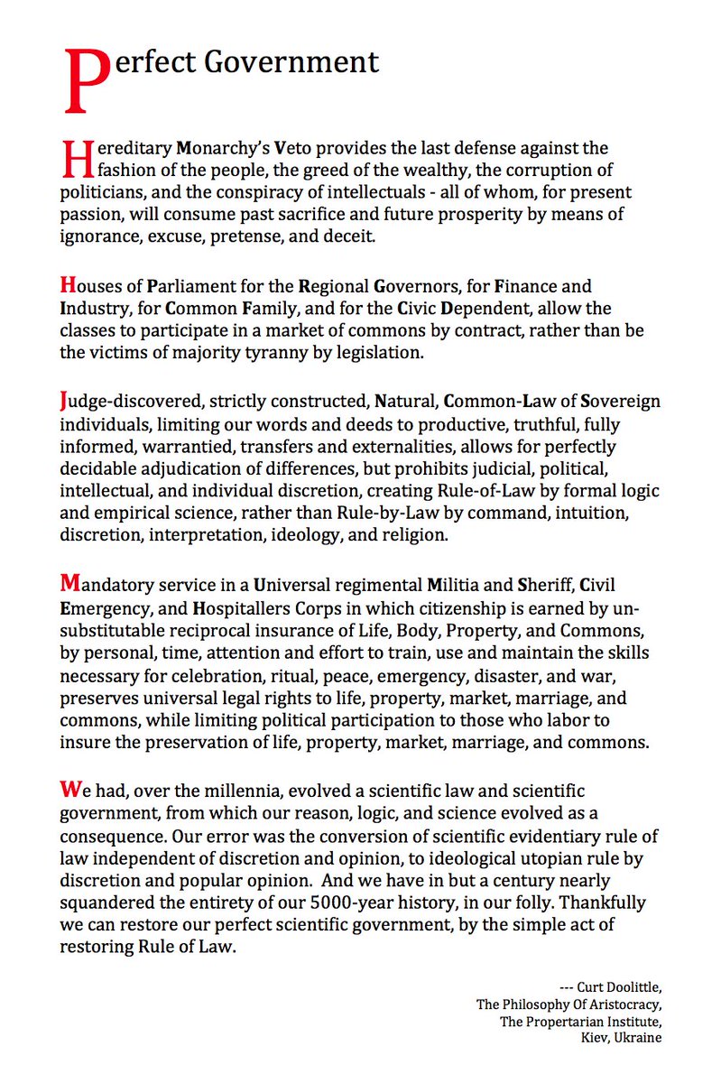 RT @curtdoolittle: PERFECT GOVERNMENT IS POSSIBLE @realDonaldTrump #NewRight