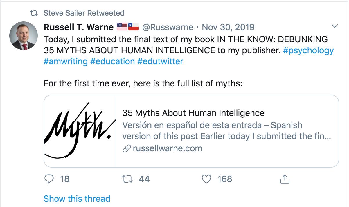 Upcoming Book on Human Intelligence